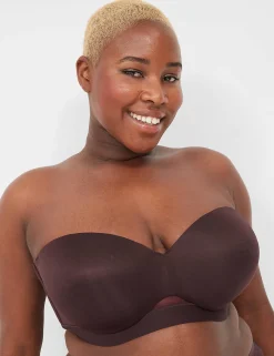 Underwire Bras^Lane Bryant Comfort Bliss Lightly Lined Strapless Bra Chocolate Plum