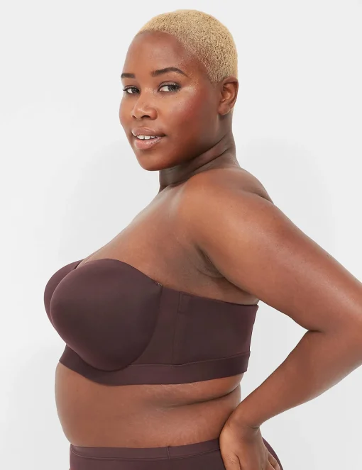 F To K Cups^Lane Bryant Comfort Bliss Lightly Lined Strapless Bra Chocolate Plum
