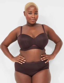 F To K Cups^Lane Bryant Comfort Bliss Lightly Lined Strapless Bra Chocolate Plum