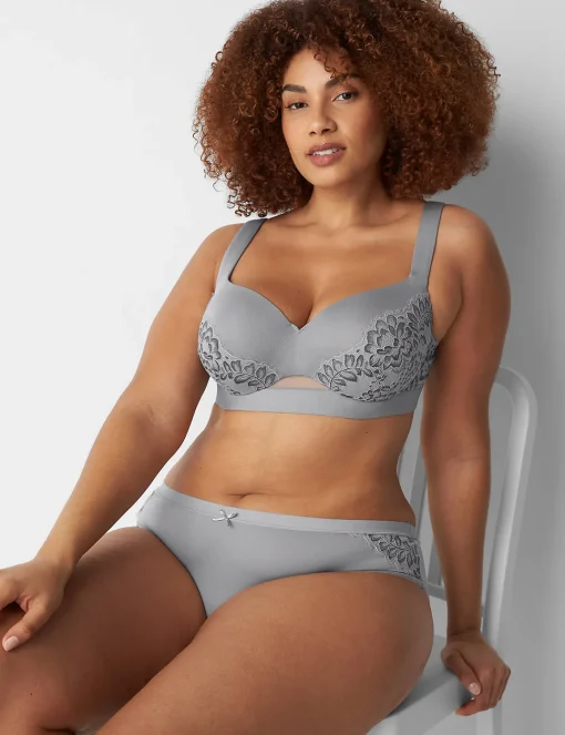 F To K Cups^Lane Bryant Comfort Bliss Lightly Lined Balconette Bra Alloy
