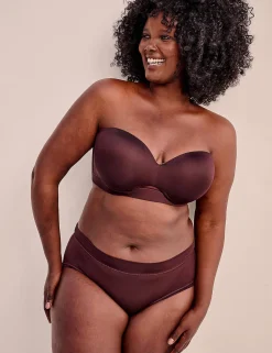 F To K Cups^Lane Bryant Comfort Bliss Lightly Lined Strapless Bra Chocolate Plum