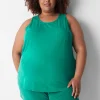 Sleep Separates^Lane Bryant Comfy Cotton Acid Wash Sleep Tank Deep Green