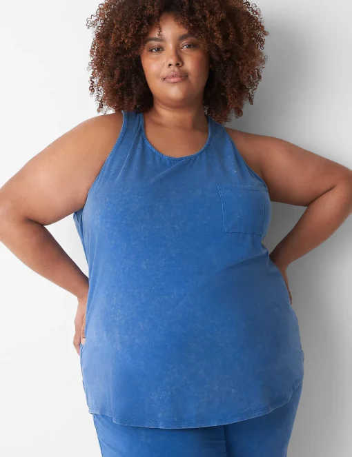 Sleep Separates^Lane Bryant Comfy Cotton Acid Wash Sleep Tank Beaucoup Blue