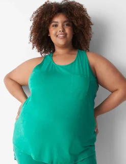Sleep Separates^Lane Bryant Comfy Cotton Acid Wash Sleep Tank Deep Green