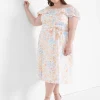 Date Night^Lane Bryant Convertible Neckline Double Ruffle Dress Miracle Floral
