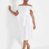 Maxi & Midi^Lane Bryant Convertible Neckline Double Ruffle Dress White