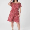 Fit & Flare^Lane Bryant Convertible Neckline Double-Ruffle Dress Red Floral