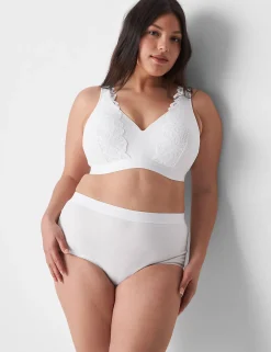 Brief Panties^Lane Bryant Cotton Full Brief Panty With Wide Waistband Bright White
