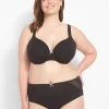 Brief Panties^Lane Bryant Cotton High-Leg Brief Panty With Lace Back Black