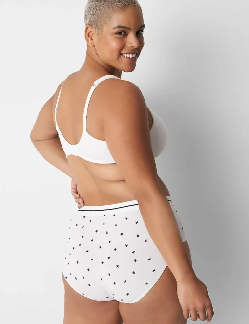 Brief Panties^Lane Bryant Cotton High-Leg Brief Panty With Wide Waistband Tiny Stars