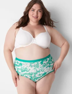 Brief Panties^Lane Bryant Cotton High-Waist Brief Panty Floral Deep Green