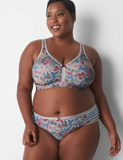 Hipster Panties^Lane Bryant Cotton Hipster Panty Floral Light Heather Grey