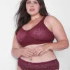 Hipster Panties^Lane Bryant Cotton Hipster Panty With Lace Waist Maroon Dots
