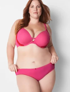 Hipster Panties^Lane Bryant Cotton Hipster Panty With Lace-Trimmed Back Pink Yarrow