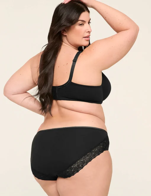 Hipster Panties^Lane Bryant Cotton Hipster Panty With Lace Back Black