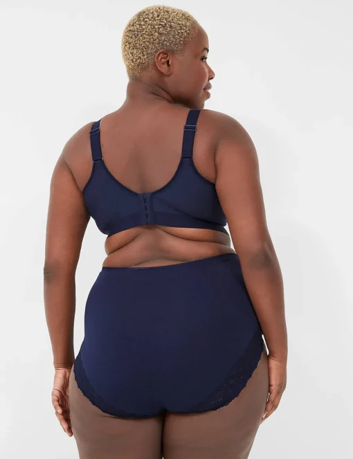 No-Wire Bras And Bralettes^Lane Bryant Cotton Lightly Lined No-Wire Bra With Lace Maritime Blue