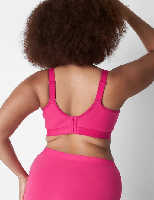 Full Coverage Bras^Lane Bryant Cotton Lightly Lined No-Wire Bra With Lace Pink Yarrow