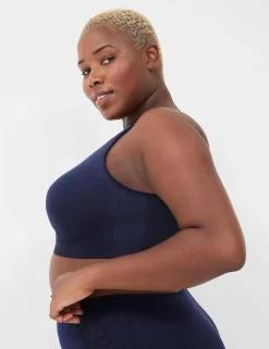 No-Wire Bras And Bralettes^Lane Bryant Cotton Lightly Lined No-Wire Bra With Lace Maritime Blue