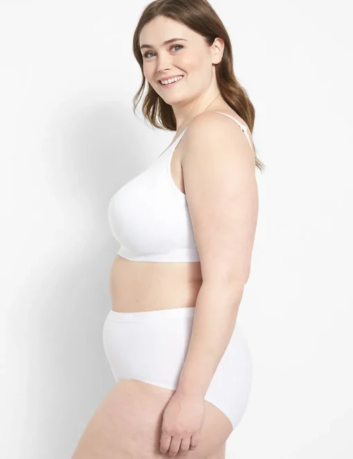No-Wire Bras And Bralettes^Lane Bryant Cotton Lightly Lined No-Wire Scoop Bra Bright White