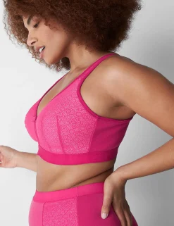 Full Coverage Bras^Lane Bryant Cotton Lightly Lined No-Wire Bra With Lace Pink Yarrow
