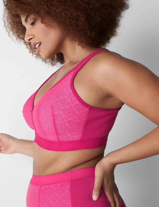 Full Coverage Bras^Lane Bryant Cotton Lightly Lined No-Wire Bra With Lace Pink Yarrow