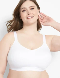 No-Wire Bras And Bralettes^Lane Bryant Cotton Lightly Lined No-Wire Scoop Bra Bright White