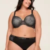 F To K Cups^Lane Bryant Cotton Lightly Lined T-Shirt Bra With Lace Black