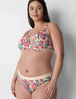 F To K Cups^Lane Bryant Cotton Lightly Lined T-Shirt Bra Blooms Sand Dollar
