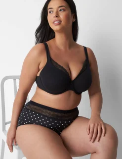 Underwire Bras^Lane Bryant Cotton Lightly Lined T-Shirt Bra With Lace Black