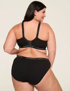 F To K Cups^Lane Bryant Cotton Lightly Lined T-Shirt Bra With Lace Black