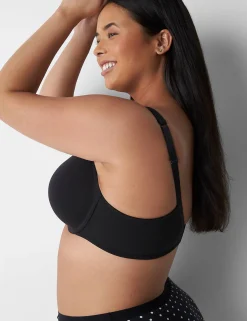 T-Shirt Bras^Lane Bryant Cotton Lightly Lined T-Shirt Bra With Lace Black