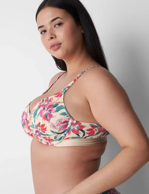 Underwire Bras^Lane Bryant Cotton Lightly Lined T-Shirt Bra Blooms Sand Dollar