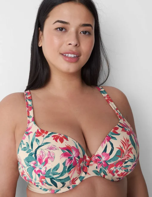 Underwire Bras^Lane Bryant Cotton Lightly Lined T-Shirt Bra Blooms Sand Dollar