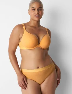 Thong Panties^Lane Bryant Cotton Thong Panty With Wide Waistband Heather Yellow