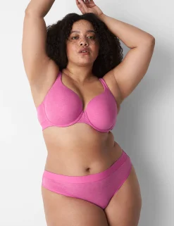 Thong Panties^Lane Bryant Cotton Thong Panty With Wide Waistband Heather Pink