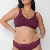 Thong Panties^Lane Bryant Cotton Thong With Lace Waist Grape Wine