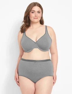F To K Cups^Lane Bryant Cotton Unlined Full Coverage Bra Medium Heather Grey