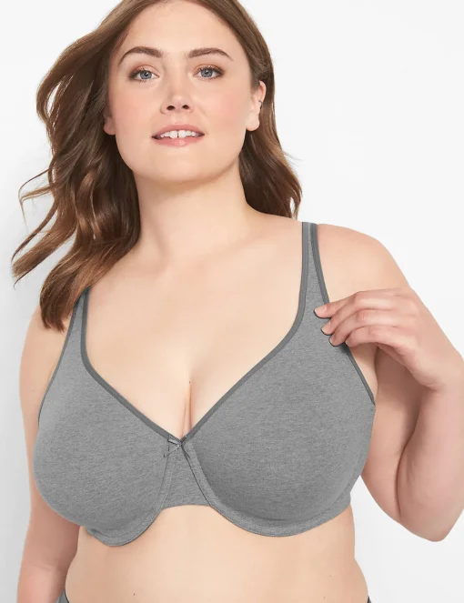 F To K Cups^Lane Bryant Cotton Unlined Full Coverage Bra Medium Heather Grey
