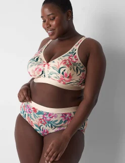 No-Wire Bras And Bralettes^Lane Bryant Cotton Unlined No-Wire Bra Blooms Sand Dollar