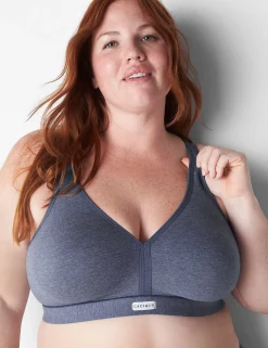 No-Wire Bras And Bralettes^Lane Bryant Cotton Unlined No-Wire Bra Maritime Blue Heather