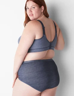 No-Wire Bras And Bralettes^Lane Bryant Cotton Unlined No-Wire Bra Maritime Blue Heather