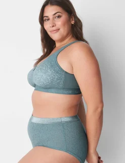 F To K Cups^Lane Bryant Cotton Unlined No-Wire Bra With Lace Lead