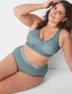 F To K Cups^Lane Bryant Cotton Unlined No-Wire Bra With Lace Lead