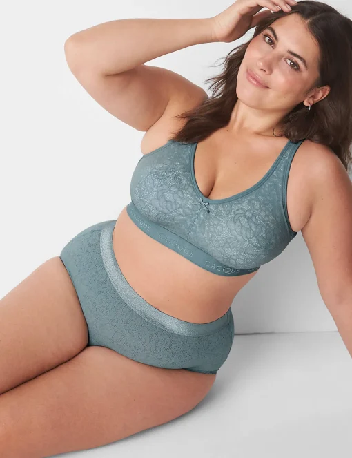 F To K Cups^Lane Bryant Cotton Unlined No-Wire Bra With Lace Lead
