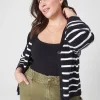 Sweaters^Lane Bryant Crew-Neck Cardigan Blue Stripe