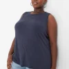The Tee Shop^Lane Bryant Crew-Neck Linen Tank Blue Nights