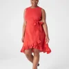 Date Night^Lane Bryant Crew-Neck Mixed-Fabric Dress Red