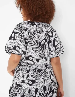 Shirts & Blouses^Lane Bryant Crop Balloon-Sleeve Top Maui Leaves