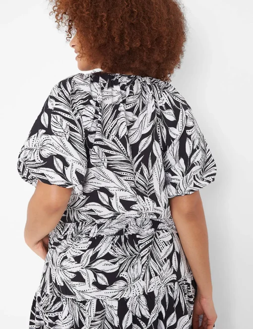 Date Night^Lane Bryant Crop Balloon-Sleeve Top Maui Leaves