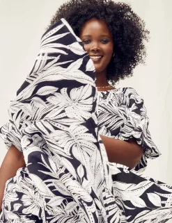 Date Night^Lane Bryant Crop Balloon-Sleeve Top Maui Leaves